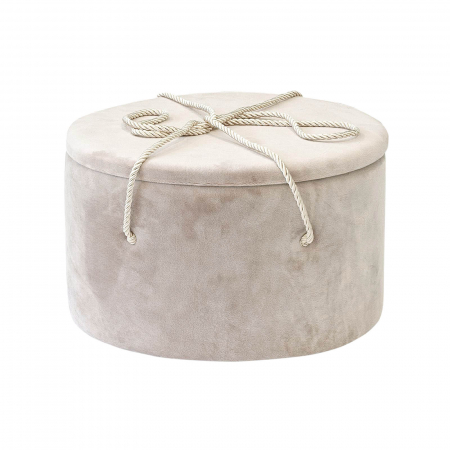 Cutii trusou botez buretate rotunde - Cutie trusou botez rotunda buretata catifea cappuccino