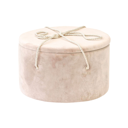 Cutii trusou botez buretate rotunde - Cutie trusou botez rotunda buretata catifea cappuccino