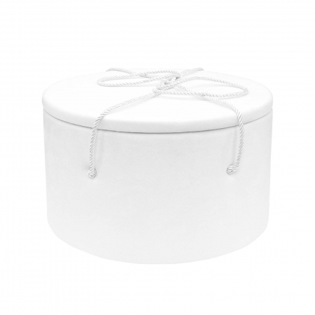 Cutii trusou botez buretate rotunde - Cutie trusou botez rotunda buretata catifeaalba