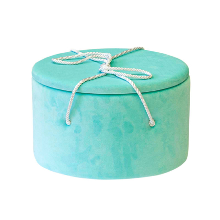 Cutii trusou botez buretate rotunde - Cutie trusou botez rotunda buretata catifea mint