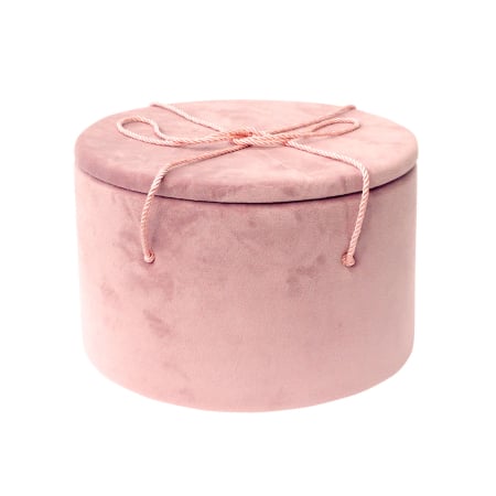 Cutii trusou botez buretate rotunde - Cutie trusou botez rotunda buretata catifea roz prafuit