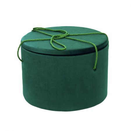 Cutii trusou botez buretate rotunde - Cutie trusou botez rotunda buretata verde smarald