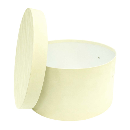 Cutii trusou botez rotunde - Cutie trusou botez rotunda catifea ivory