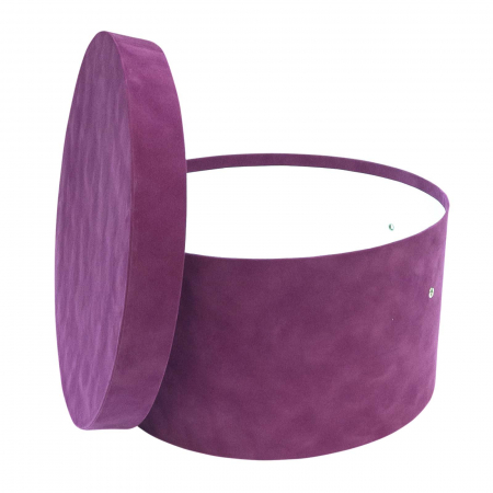Cutii trusou botez rotunde catifea - Cutie trusou botez rotunda catifea magenta