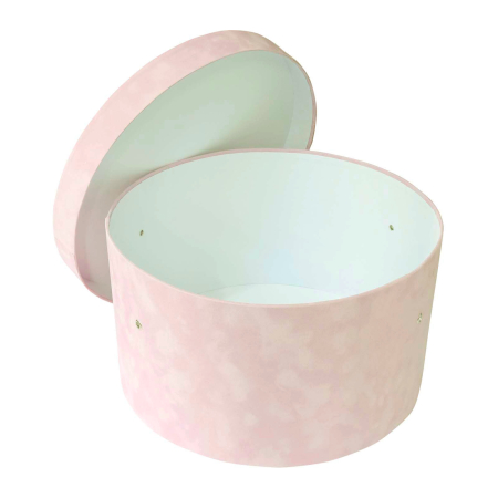 Cutii trusou botez rotunde catifea - Cutie trusou botez rotunda catifea roz prafuit