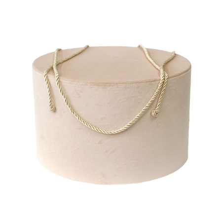 Cutii trusou botez rotunde catifea textila - Cutie trusou botez rotunda catifea textila cappuccino