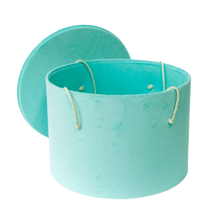 Cutie trusou botez rotunda catifea textila mint [1]