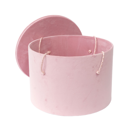 Cutie trusou botez rotunda catifea textila roz [1]