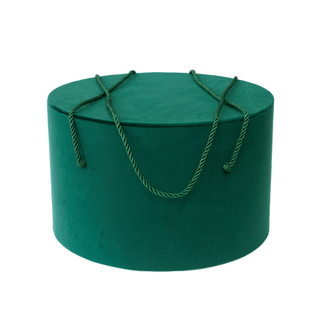 Cutii trusou botez catifea textila - Cutie trusou botez rotunda catifea textila verde