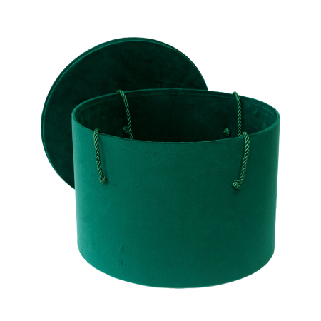 Cutie trusou botez rotunda catifea textila verde [1]