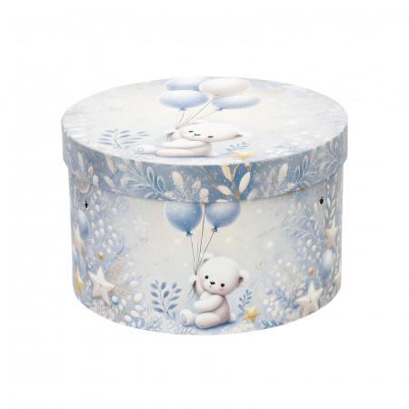 Cutie trusou botez rotunda tiparita ursulet baloane blue [1]