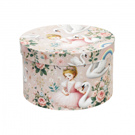 Cutie trusou botez rotunda tiparita fetita cu lebede [1]