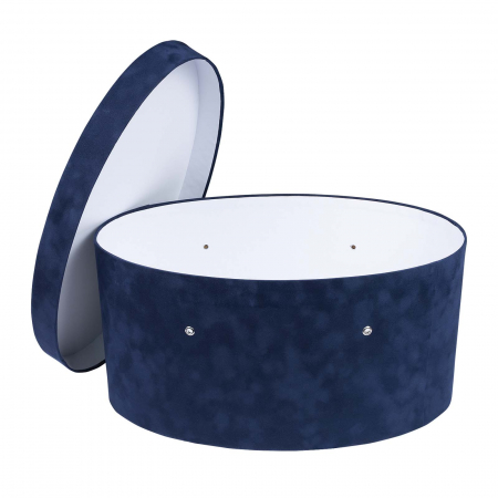 Cutii trusou botez ovale - Cutie trusou botez ovala catifea bluemarin
