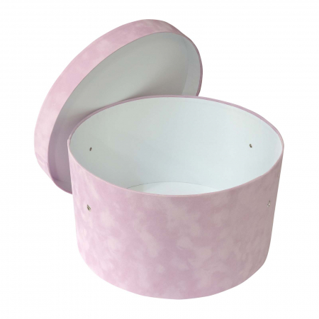 Cutii trusou botez rotunde catifea - Cutie trusou botez rotunda catifea roz