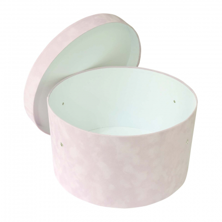 Cutii trusou botez rotunde catifea - Cutie trusou botez rotunda catifea roz prafuit