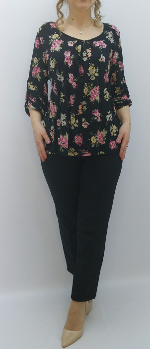 BLUZA TRICOT NEGRU FLORI [1]