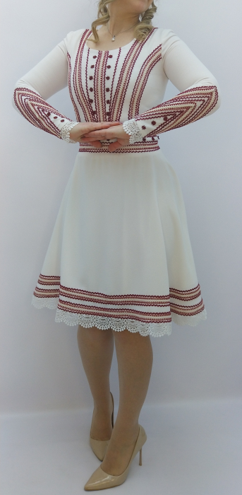 Rochie traditional populara stilizata rosu-grena [5]