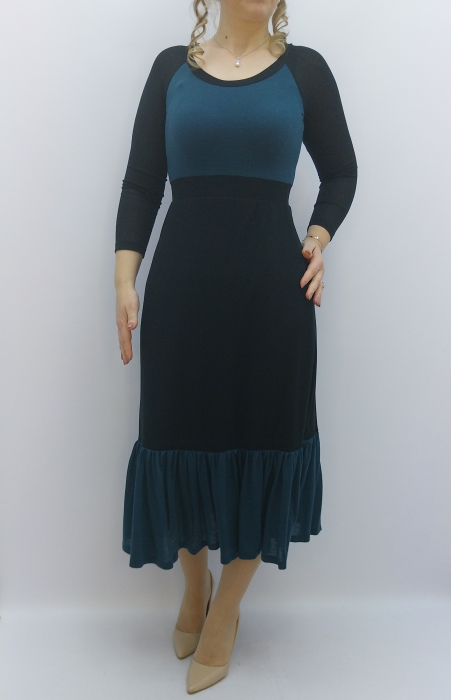 rochie-midi-eleganta-dama-negru-turcoaz-volan-jos-office-eveniment-dadas-romania.jpg [2]