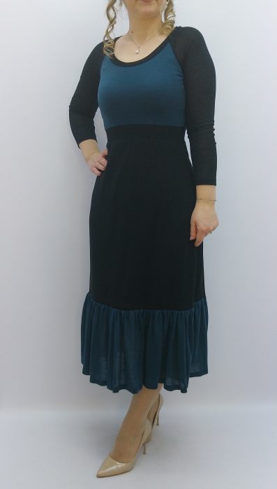 rochie-midi-eleganta-dama-negru-turcoaz-volan-jos-office-eveniment-dadas-romania.jpg [4]