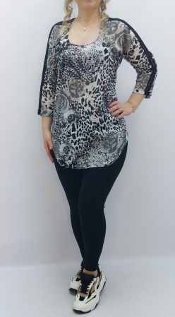 Casual - BLUZA ANIMAL PRINT GRI DESCHIS