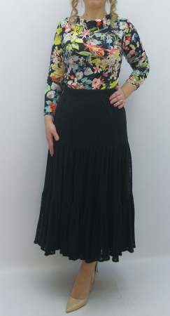 Casual - FUSTA VOLANE DIN DANTELA NEAGRA