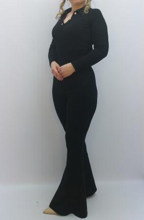Casual - Pantalon negru evazat
