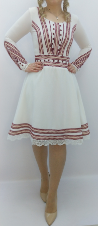 traditional adulti - Rochie traditional populara stilizata rosu-grena