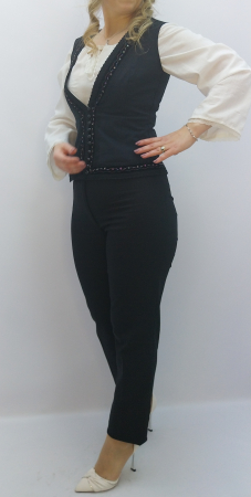 Casual - Vesta neagra cu dantela scurta