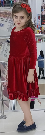 casual copii - Rochita catifea rosie