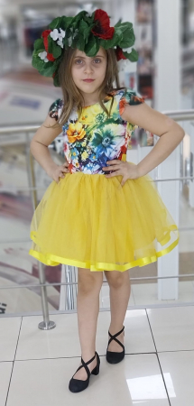 carnaval copii - Rochie galbena cu flori