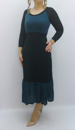 rochie-midi-eleganta-dama-negru-turcoaz-volan-jos-office-eveniment-dadas-romania.jpg [2]