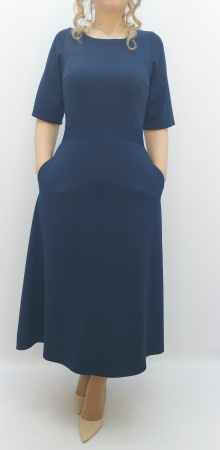 casual adulti - rochie-midi-eleganta-albastru-marin-office-casual-chic-dama-fabricata-romania-dadas-buzunare-talie-marcata-foto-reale.jpg