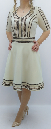 Traditional adulti - rochie-dama-midi-eleganta-bej-stil-traditional-motive-negre-office-eveniment-DADAS-producator-roman.jpg