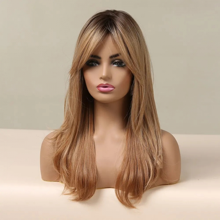 Peruca C1320 Blonda Ombre Cu Breton Lung Blond Inchis [3]
