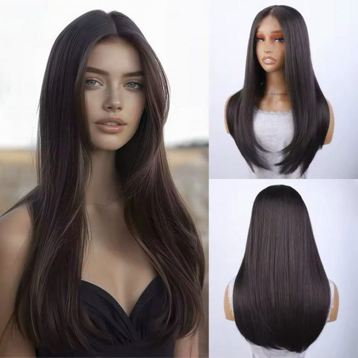 Peruca C1488 FRONT LACE Satena Cu Dantela la baza - saten inchis [1]