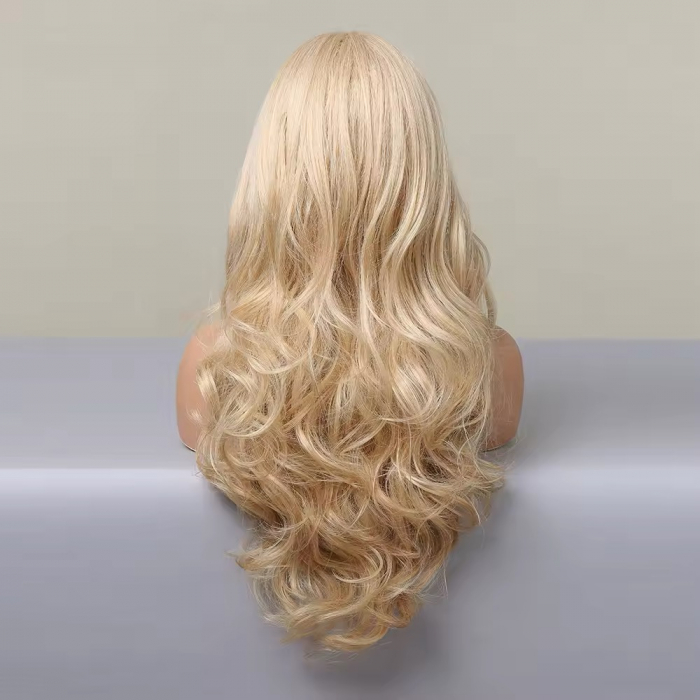 Peruca C1450 Blonda Cu Breton Lung Blond Auriu Ondulata [4]
