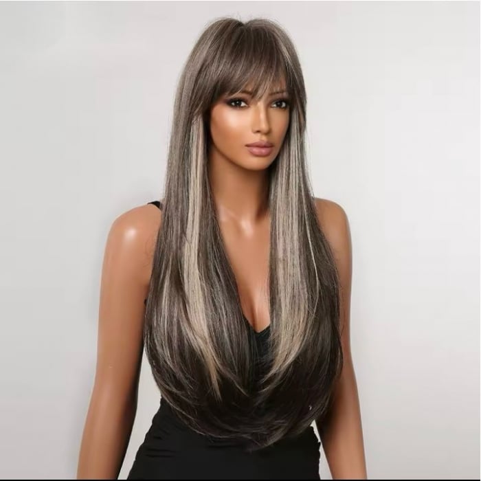 Peruca C1340 Satena Cu Suvite Blonde Si Breton [2]