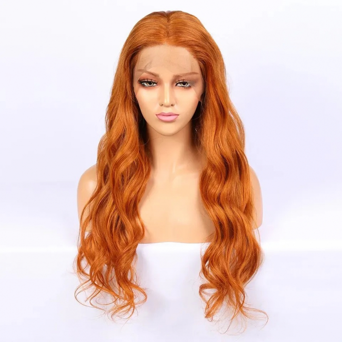Peruca C1032 FRONT LACE Roscata Morcov Ondulata [1]