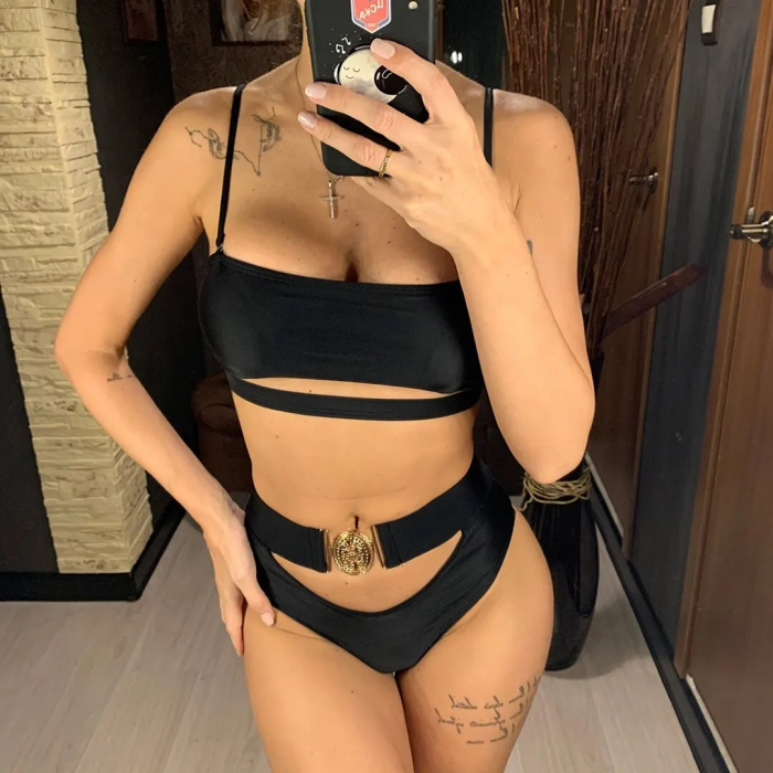 Costum de Baie C1112 Belt Negru [1]