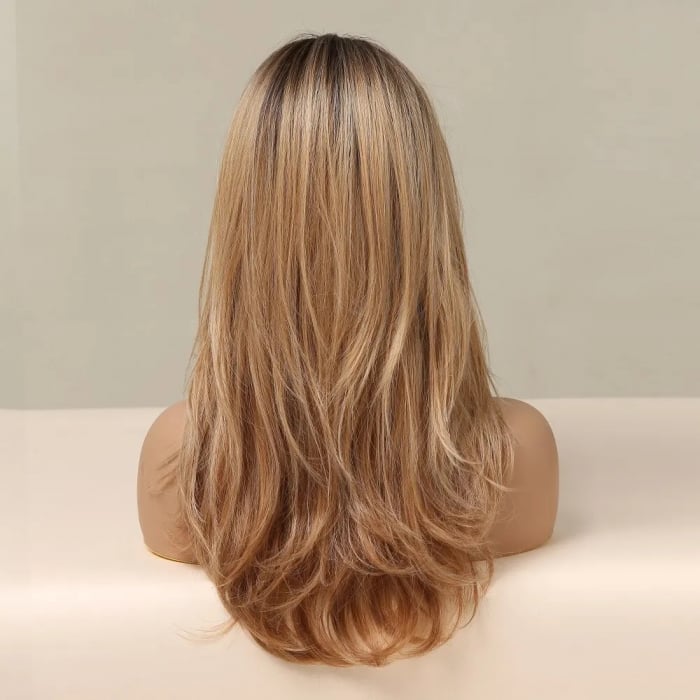 Peruca C1320 Blonda Ombre Cu Breton Lung Blond Inchis [4]