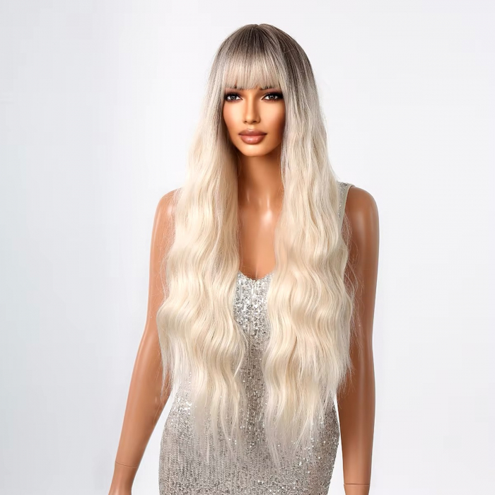 Peruca C1395 Blonda Ombre Cu Breton Blond Platinat [4]