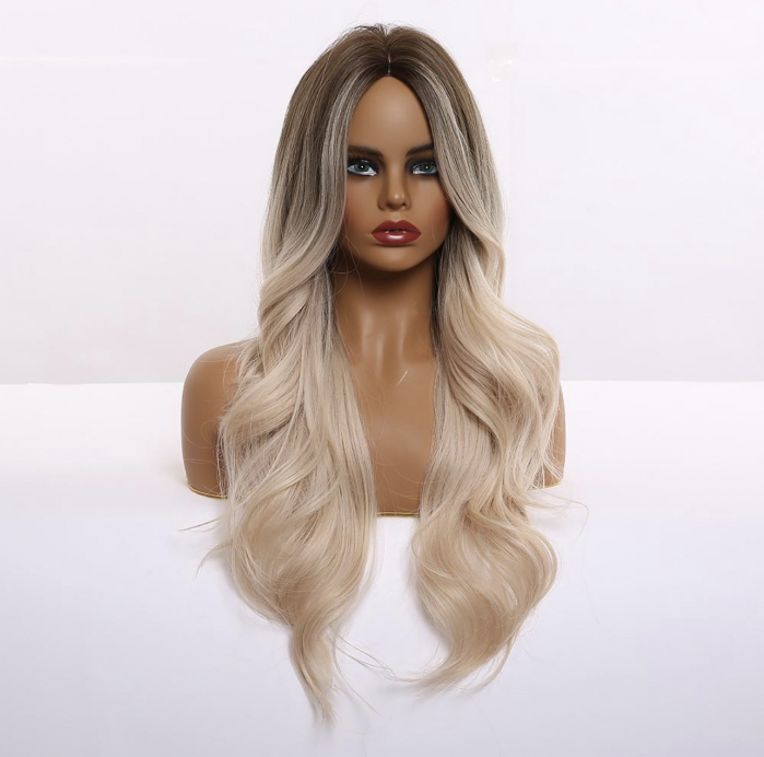 Peruca C1068 Blonda Baza Satena Ombre Platinata Par Ondulat [2]