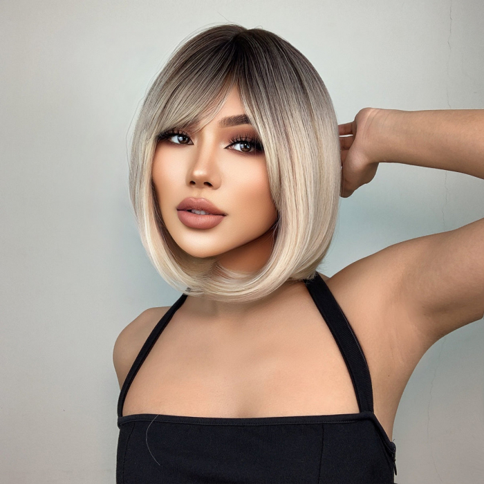 Peruca C972 Blonda Bob Ombre Cu Suvite Si Breton [4]