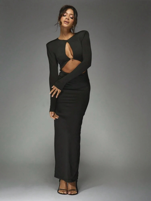 Rochie C1547 Karol Neagra Maneci Lungi [1]