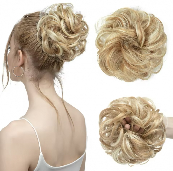 Coc C1354 Prindere Cu Elastic Par Ondulat Blond Cenusiu Inchis Cu Suvite [1]