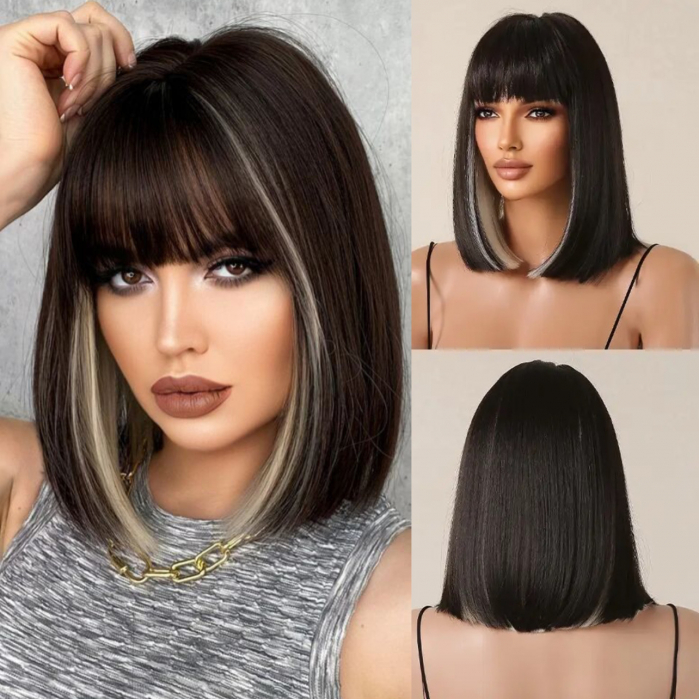 Peruca C1051 Bruneta Blonda Bob Cu Breton [1]