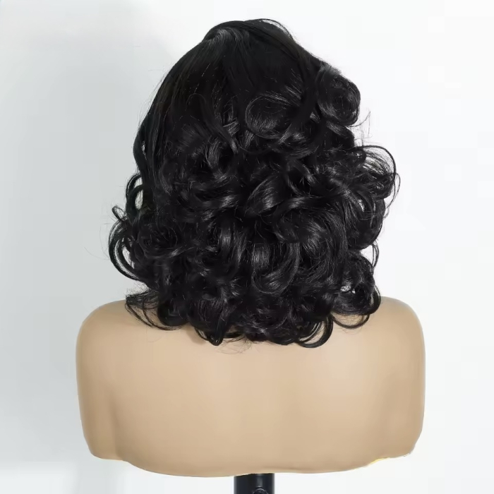 Peruca C1695 FRONT LACE Bruneta Ondulata Volum Bob Scurta (dantela la baza) [5]