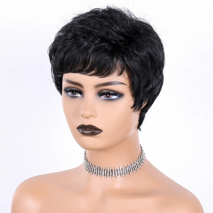 Peruca C979 Bruneta Neagra Scurta Cu Breton [2]