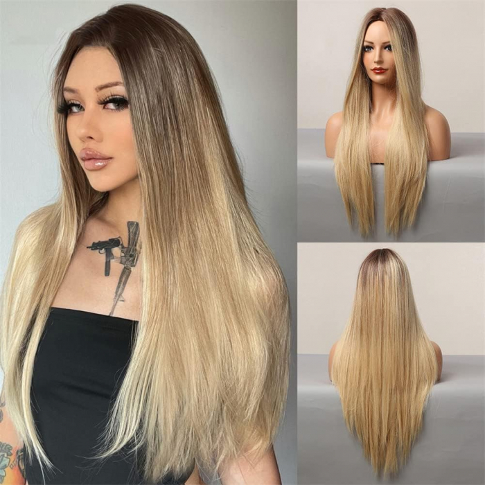Peruca C1038 Blonda Ombre Cu Baza Satena Blond Auriu [1]
