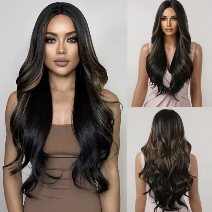 Peruca C1408 Bruneta Cu Suvite Blonde Par Ondulat [1]